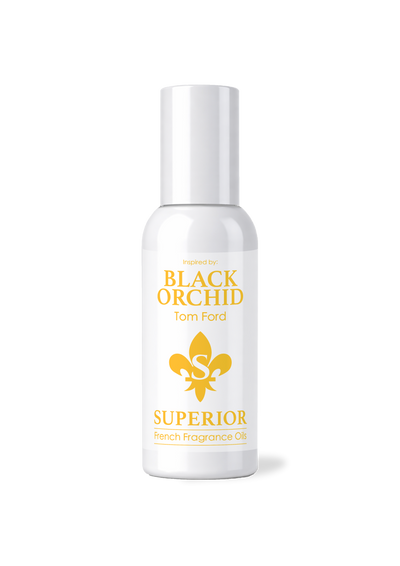 White bottle of OKNY 'Black orchid' perfume with gold text and logo on a white background