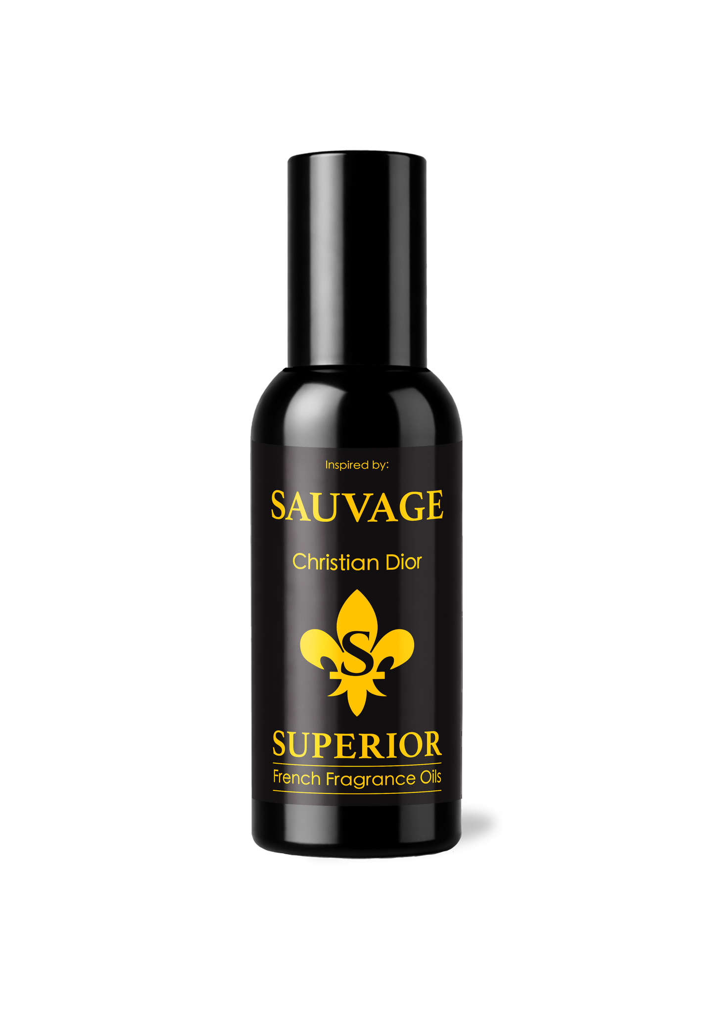 Bottle of Sauvage Superior French Fragrance Oil on a white background