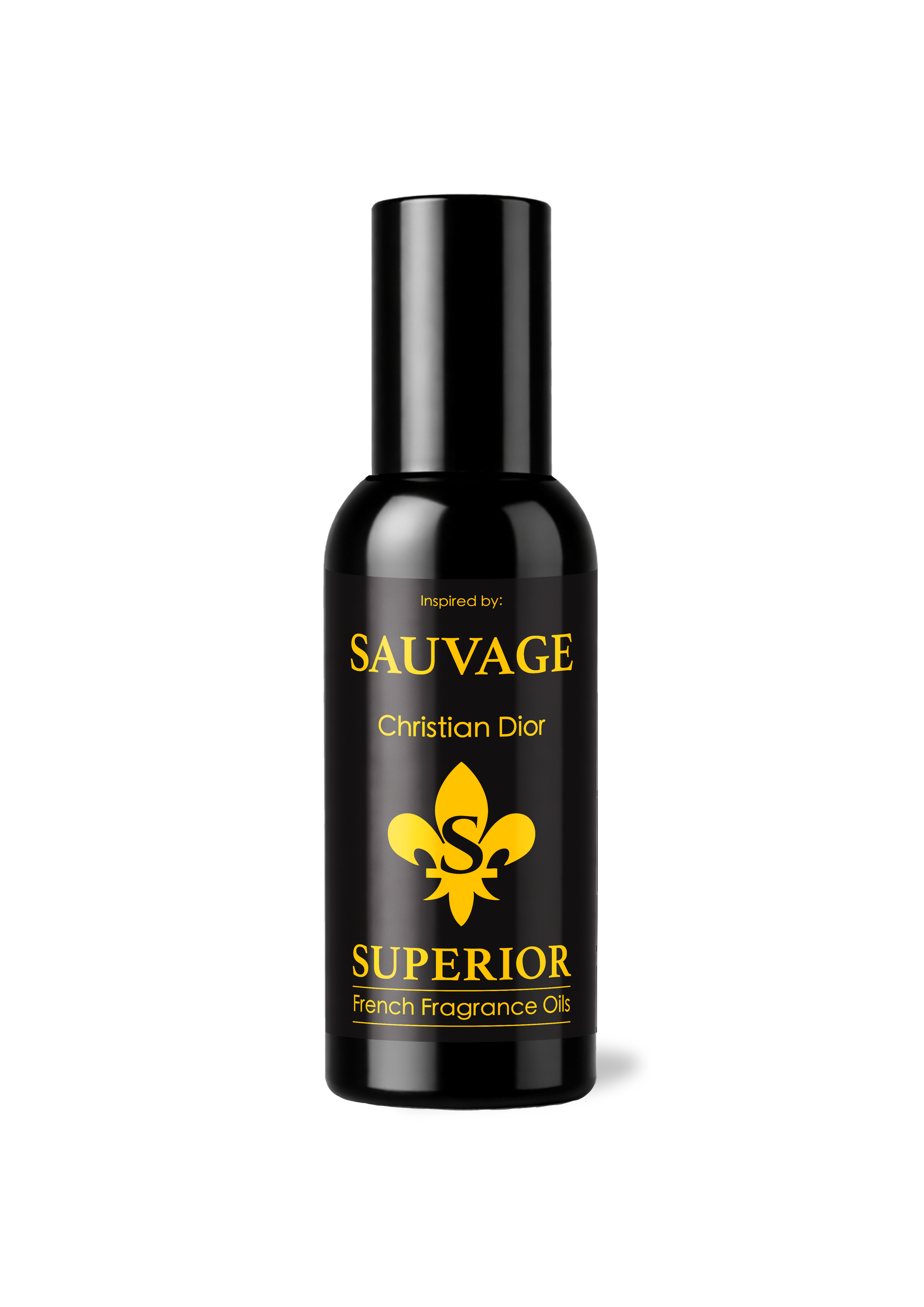 Bottle of Sauvage Superior French Fragrance Oil on a white background