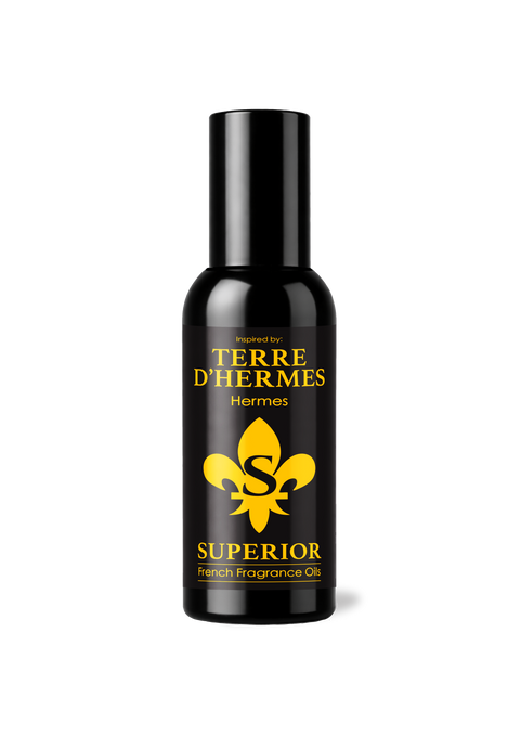 Terre d'Hermes perfume bottle on a white background